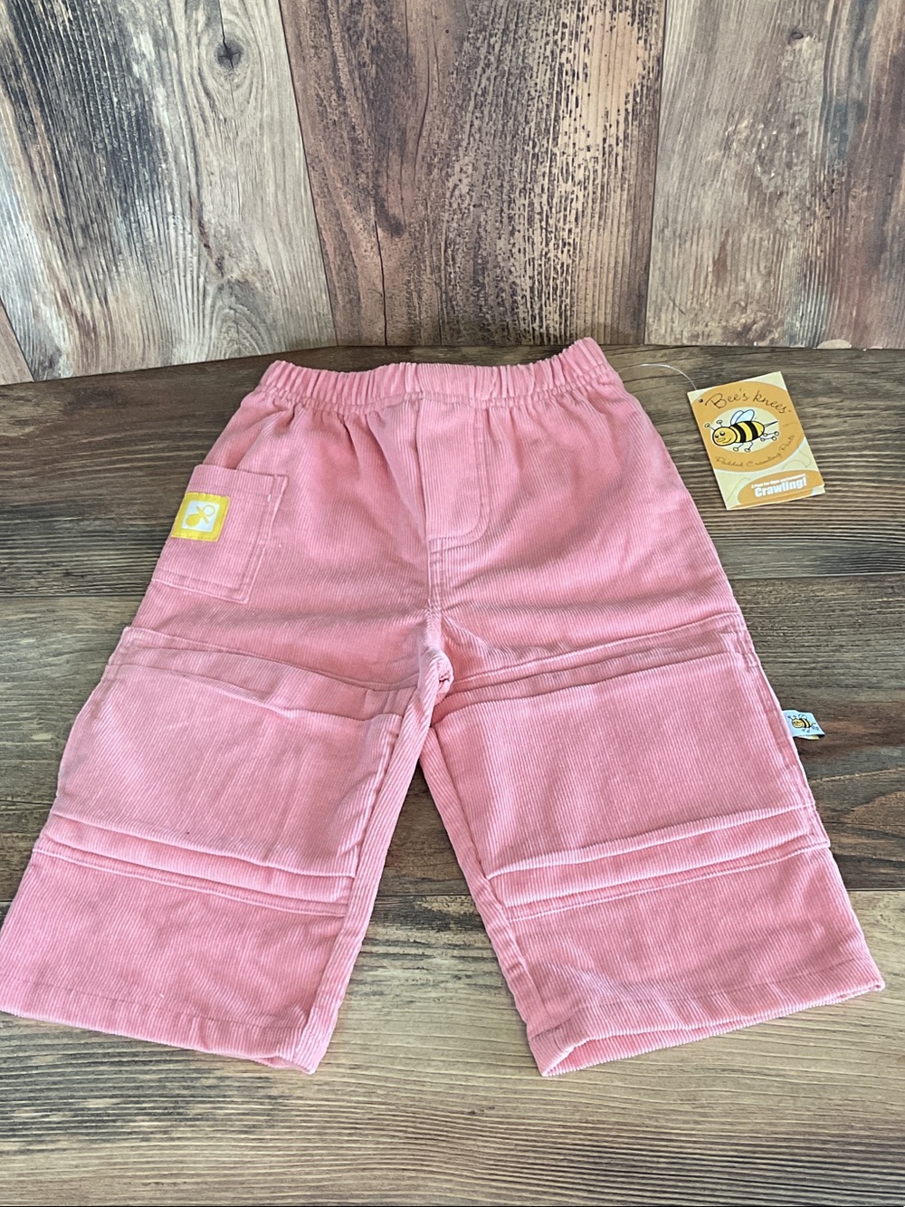 Bee's Knees Pink Corduroy Kids Crawling Pants with Knee Pads NWT 18-24mo